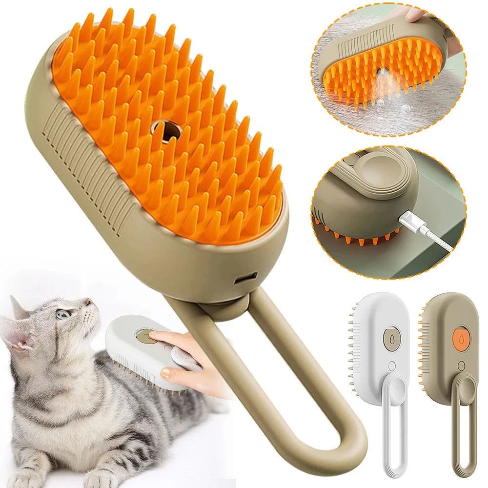 Cepillo de Vapor Pro 3-en-1 para Perros y Gatos